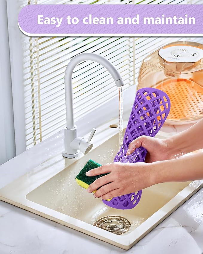 2 Pack Silicone Sink Protector for Kitchen Sink, Lozenge Pattern 13 x 11 inches Sink Grid Mat Silicone Protectors, Center Drain, Purple