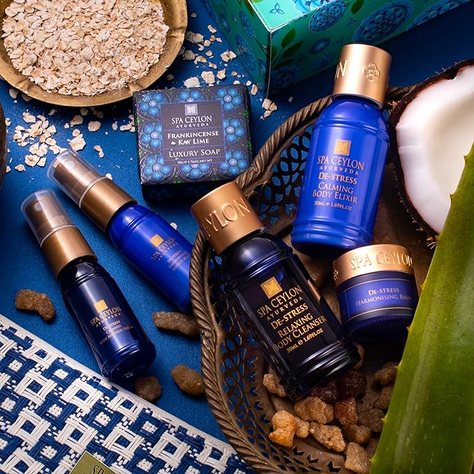 SPA CEYLON De-stress Home Spa Set, Ayurvedic Spa Gift Kit, Natural Pampering Set