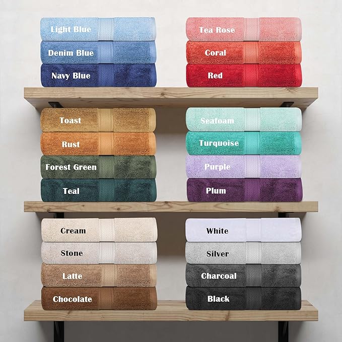 Superior Egyptian Cotton Pile Bath Sheet Set of 2, Ultra Soft Luxury Towels, Thick Plush Essentials, Absorbent Heavyweight, Guest Bath, Hotel, Spa, Home Bathroom, Shower Basics, Silver