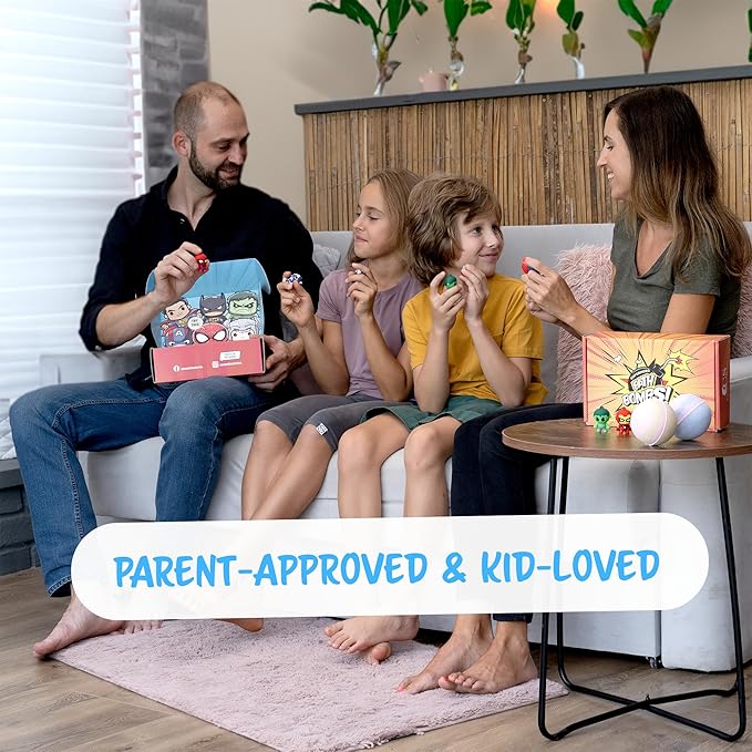 Superhero Bath Bombs - Organic, Kid-Safe Fun with Surprise Inside | Vibrant Colors, Amazing Scents | Mess-Free Bath Time Joy | Great Gift for Young Heroes