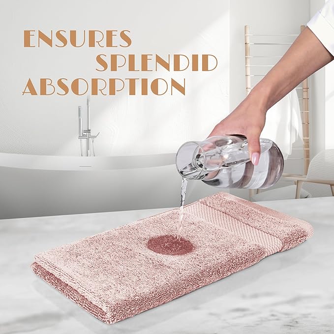 White Classic Pink Hand Towels for Bathroom [12 Pack] Cotton Hand Towel Bulk for Gym, Kitchen and Spa, 16x27 Inches Soft Highly Absorbent Quick Dry Terry Salon Towels