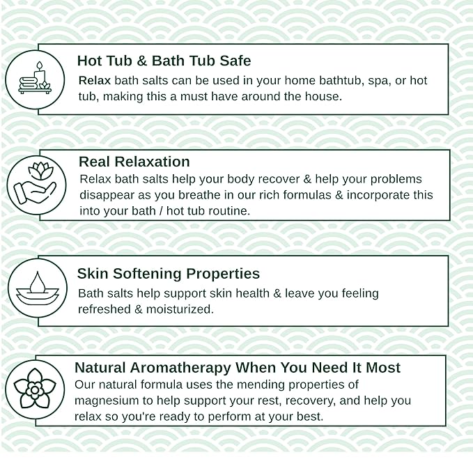 Relax Spa & Bath, Epsom & Dead Sea Salts, Aromatherapy Bath Salts for Hot Tub, Bath, or Spa, Infused with Magnesium, Eucalyptus Mint Scent