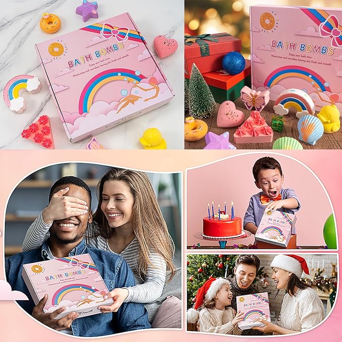 9XXL Bath Bombs Gifts Set, BusyMouth 9pc Kids Bath Bombs with Surprise Toys | Non-Toxic Bubble Bath | Birthday Gift Set for Girls & Boys Ideal Gift for Mother's Day Valentines