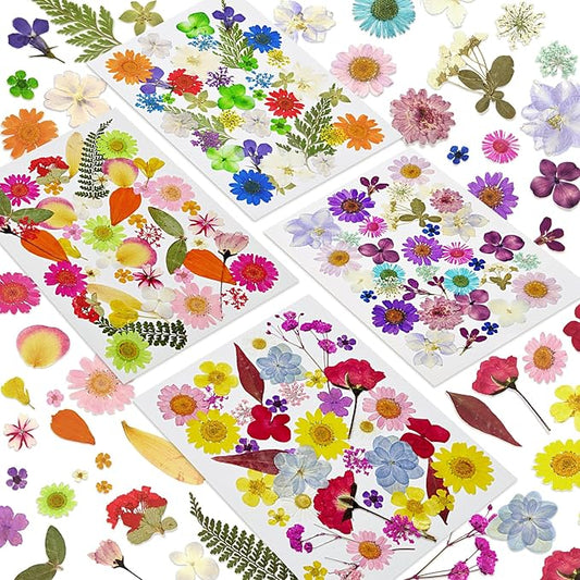 150 Pcs Pressed Flowers Bulk Dried Flower for Crafts, Dried Wildflowers Leave Natural with Tweezer for Resin Mold Scrapbooking Nail Soap Making DIY