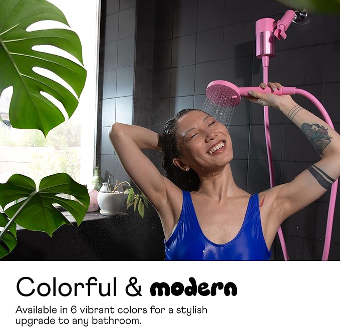 Sproos! - Handheld Showerhead with Filter Set, High Performance Filtration System for Healthier Hair and Skin, Extra Long 70 Inch Hose, 3 Customized Spray Functions, Pink