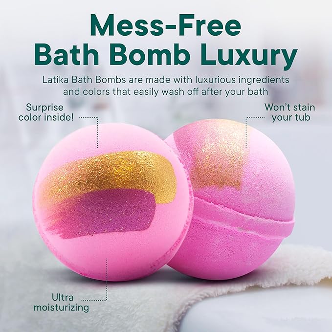 Latika Pink Topaz Bath Bomb - Pink Amber, Vanilla, Orchid and Jasmine Petals for Skin Nourishment