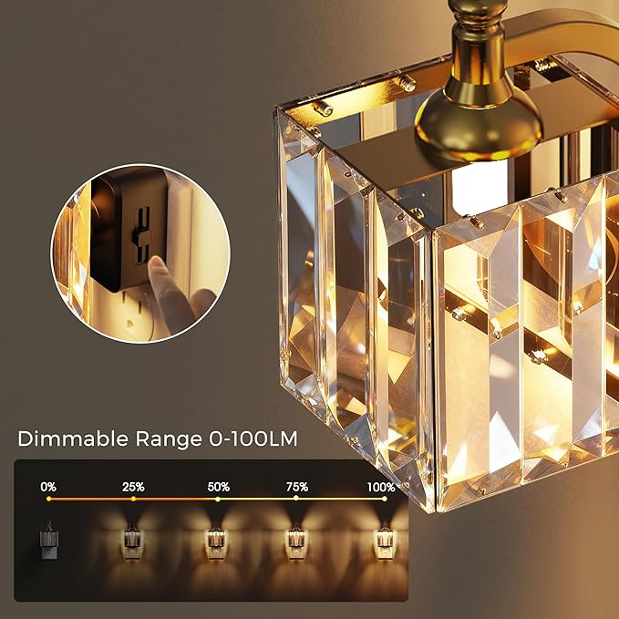 L LOHAS LED Night Light, Night Lights Plug into Wall, 3000K Soft White LED, Crystal Night Lights with Dusk to Dawn Sensor, 0-100lm Adjustable Brightness, for Hallway Bedroom Stairway