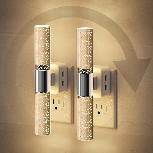 JandCase Night Lights Plug into Wall, 180° Rotating 2 Pack 3000K Soft Light LED NightLights, 0-100LM Adjustable Brightness, Plug in Night Light with Auto Light Sensor,for Bathroom,Hallway,Bedroom