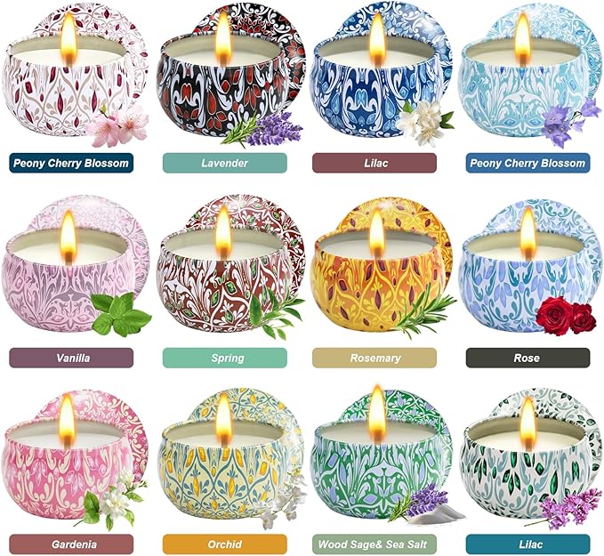 12 Pack Scented Candles Gifts for Women, Natural Soy Candles for Home Scented, Aromatherapy Candle Set Gift for Women, Men, Friends Birthday, Anniversary