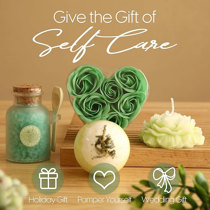 Sea Team 16-Pack Relaxing SPA Gift Set for Women, Shower Kit with Bath Bomb, Bath Salt, Handmade Soap, Cream, Essential oil, Gift Box Included, Olive