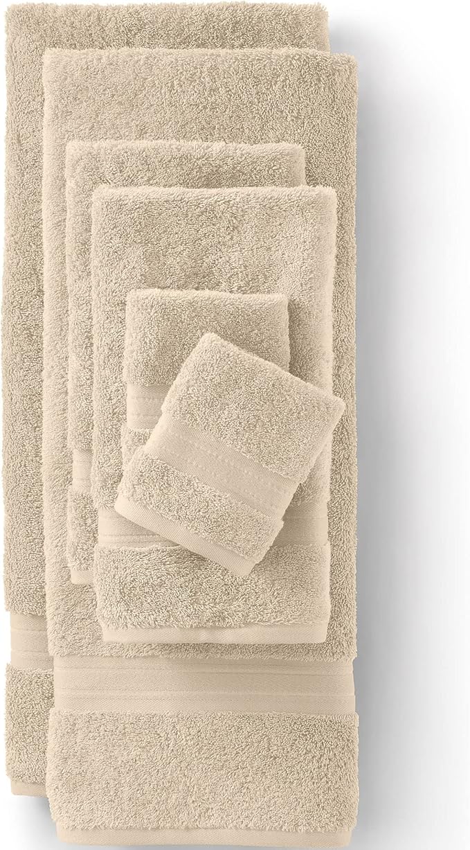 Lands' End Supima Towel Dark Sand Washcloth Set