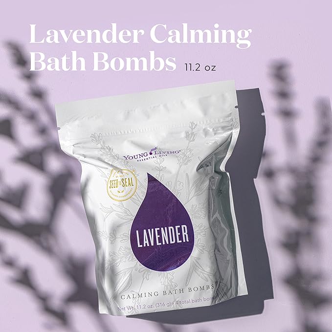 Young Living Lavender Calming Vegan Bath Bombs with Coconut Oil and Sweet Almond Oil - 4 Pack