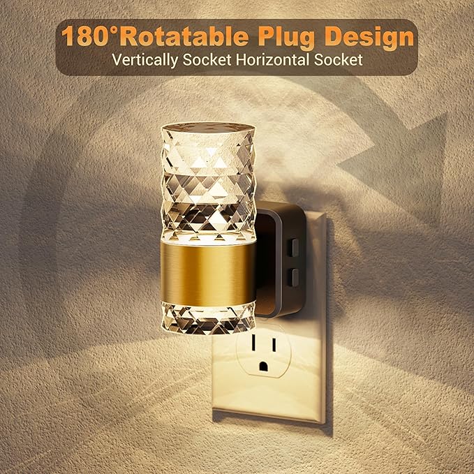 JandCase Night Lights Plug into Wall,2 Pack Color Changing Night Light for Kids, 3000K+RGB 10-Color LED Nightlight with Light Sensor, 10/50/100LM Adjustable Brightness for Rooms Home Decor