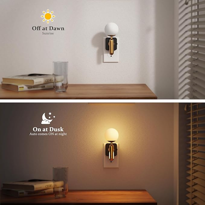 JandCase Night Light Plug in, Night Lights Plug into Wall, 3000K Soft Light LED NightLights, 0-100LM Dimmable Night Light, Built in Dusk to Dawn Sensor for Hallway Bedroom Stairway[2 Pack]