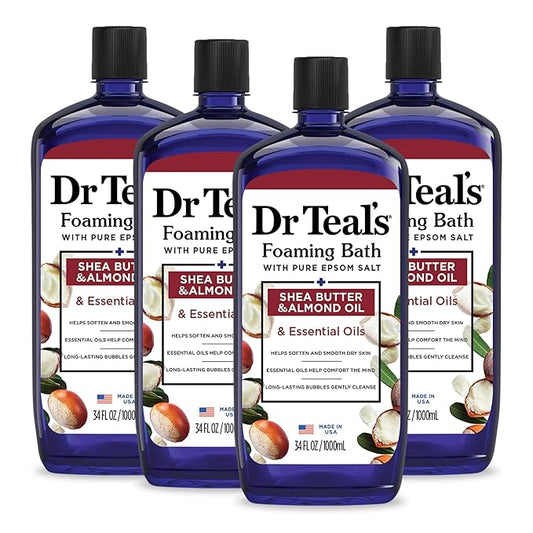 Dr Teal's Foaming Bath with Pure Epsom Salt, Shea Butter & Almond, 34 fl oz (Pack of 4)