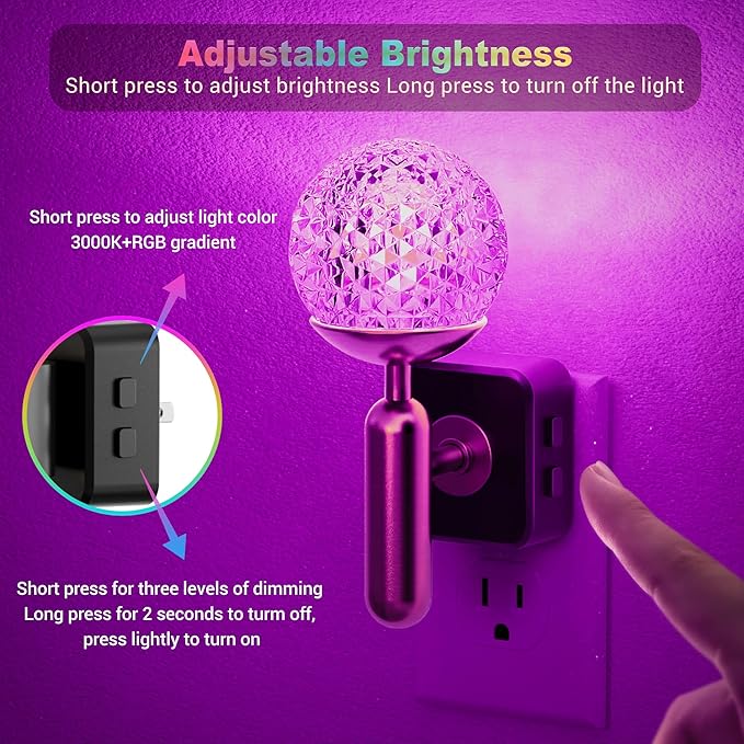 JandCase Night Light, Night Lights Plug into Wall, Color Change RBG Nightlight, Built in Dusk to Dawn Sensor for Hallway Bedroom Stairway