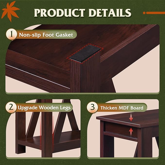 WLIVE Narrow End Table with Charging Station of Open Storage Shelf，Sofa Side Table with 2 USB Ports and 2 Power Outlets，Slim Farmhouse End Table for Small Spaces, 11.8" D x 23.6" W x 23.74" H