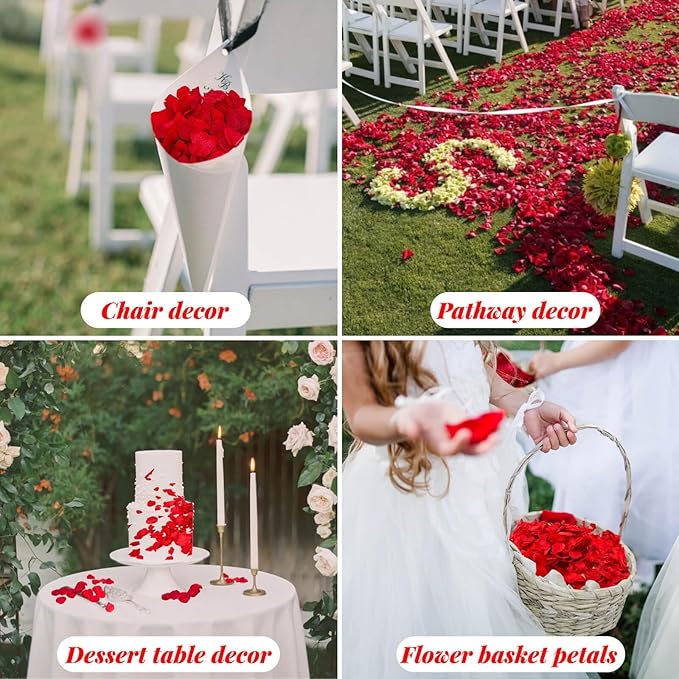 1500Pcs Real Dried Red Hydrangea Flower Petals - Natural small Petals for Wedding, Party Confetti, Valentine's Day, Flower Girl Baskets, Romantic Night, Proposal Decor, Handcrafts (1.06 oz)