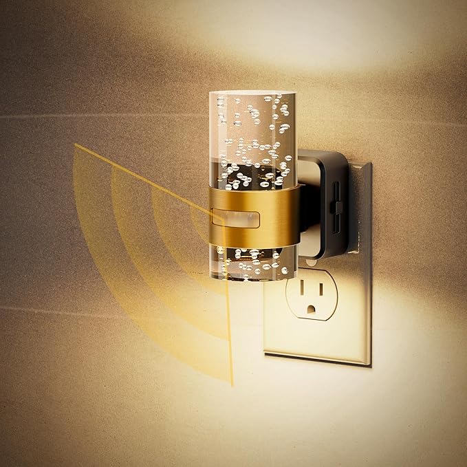 JandCase Motion Sensor Night Light, Night Lights Plug into Wall,3000K Soft White 0-100 LM Dimmable LED Night Light, Motion Activated Nightlight for Bathroom Hallway Decor