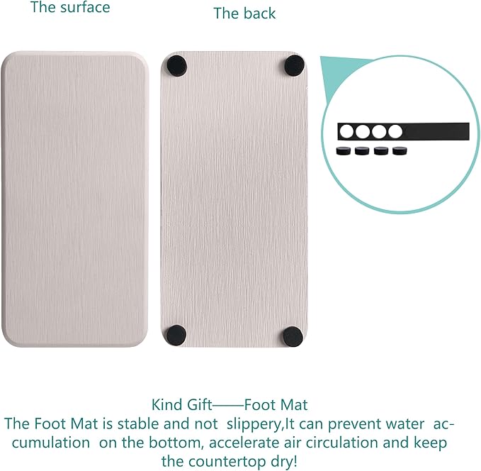 2 Pcs Water Absorbing Stone Trays, Kitchen/Bathroom Sink Soap Dish, Diatomite Tray Used for Hand Soap & Cosmetic Bottles in The Modern Home, 3.5" W x 7.1" L, White