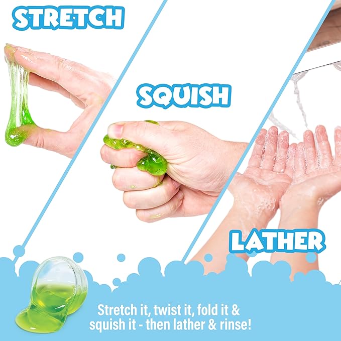 Tub Works Super Goo Bath Slime 'Surprise' Bombs, 6 Pack | Kids Bath Bombs With Surprise Inside | Nontoxic | Stretchy, Squishy Slime Soap | Sensory Fun for Kids