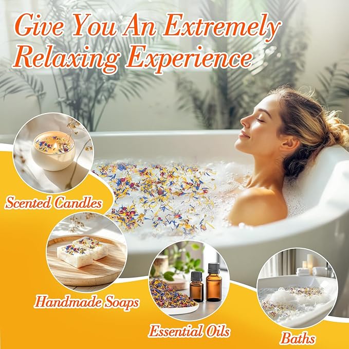 MAQIHAN Brilliant Flower Petal Blend - 3oz Mix of Calendula,Cornflower & Rose Petals,Natural Dried Floral Blend for Soap,Candle,Bath Bombs,Sachets,Confetti Garnish & Decor