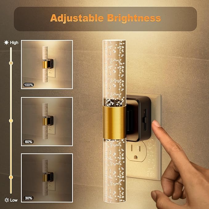 JandCase Night Lights Plug into Wall, 180° Rotating 3000K Soft Light LED NightLights, 0-100LM Adjustable Brightness, Plug in Night Light with Auto Light Sensor,for Bathroom,Hallway,Kitchen, Bedroom