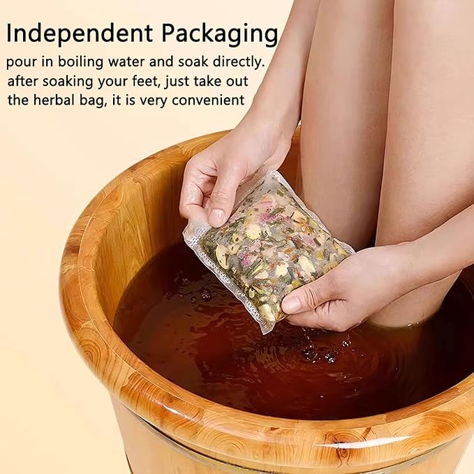 30 PCS Body Detox Foot Soak to Remove Toxins,Lymphatic Drainage Ginger Feet Soak,Mugwort Herbal Foot Detoxing Soak for Dry Cracked Feet Dispel Cold Remove Dampness 泡脚足浴包艾草叶