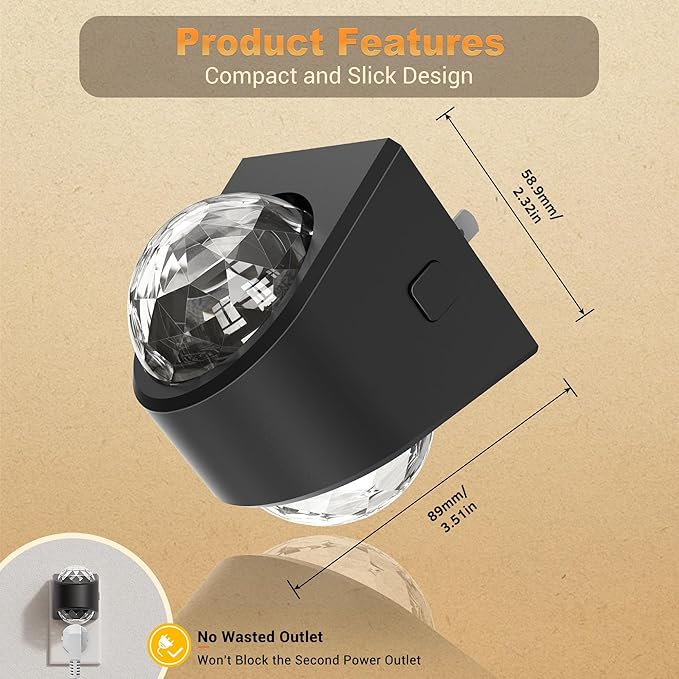 JandCase Night Lights Plug into Wall, 2 Pack Star Projector Night Light with 5000K Daily White, Automatic Galaxy Nightlight Plug in with Light Sensor for Bathroom Hallway Room Decor