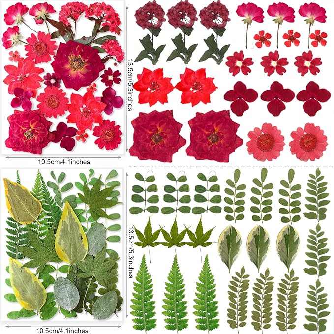 269PCS Dried Pressed Flowers for Resin Craft - YouthBro Real Nature Flowers Set with Butterfly Stickers for DIY Jewelry Nail Scrapbook Art Floral Decors Iridescent