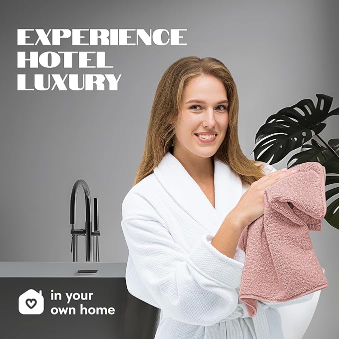 White Classic Pink Hand Towels for Bathroom [12 Pack] Cotton Hand Towel Bulk for Gym, Kitchen and Spa, 16x27 Inches Soft Highly Absorbent Quick Dry Terry Salon Towels