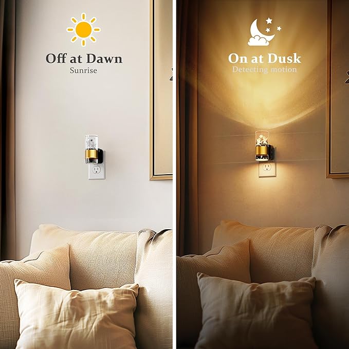 JandCase Night Lights Plug into Wall,Angel Night Light, 3000K+RGB 10-Color LED Nightlight with Dusk to Dawn Sensor, 10/50/100LM Adjustable Brightness for Birthday Home Decor