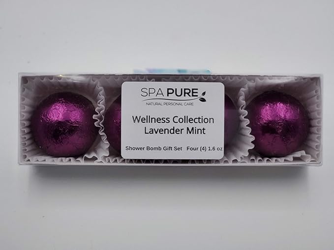 Spa Pure Lavender Mint Aromatherapy Shower Steamers Bombs - Shower Bombs with Essential Oils – Unisex Bath Melts - Self Care and Relaxation Shower Steamer - Enjoy Spa at Home - (4 Count)