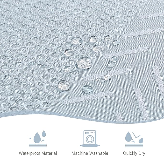 3D Embossed Pattern Shower Curtain, Simple and Chic Pattern Vintage Curtain for Bathroom, Waterproof Fabric Shower Curtains with Hooks, 72 W x 72 H, Fogblue