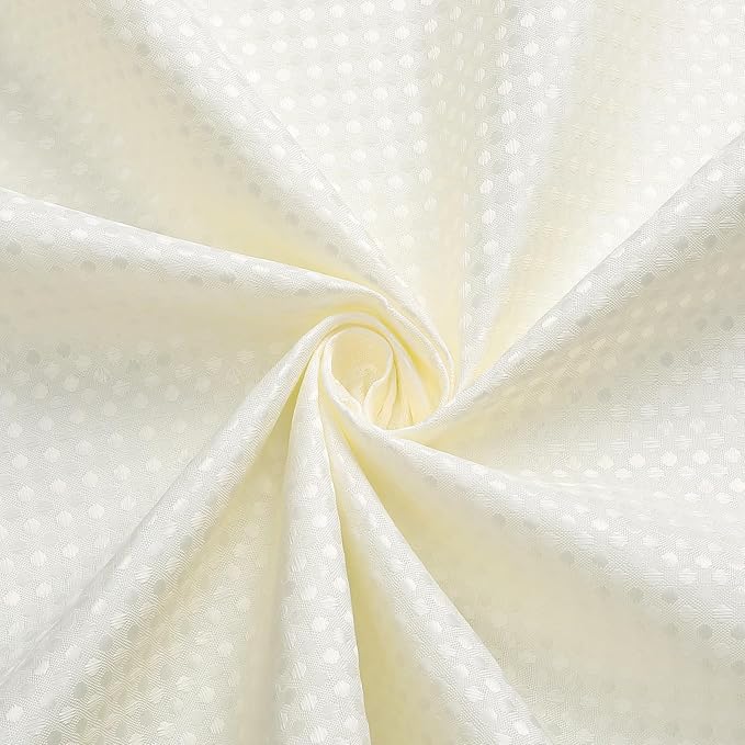 3 in 1 Stall Half Size Cream Shower Curtain Set-36 W x 72 H, Ivory Waffle Waterproof Fabric and PEVA Liner Set with Stainless Steel Hooks