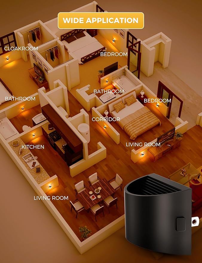 L LOHAS LED Night Light 2 Pack, Night Lights Plug into Wall, Dusk to Dawn Sensor Nightlight, 3 Level Brightness Adjustable, 1600K Amber Light, Mood Lighting