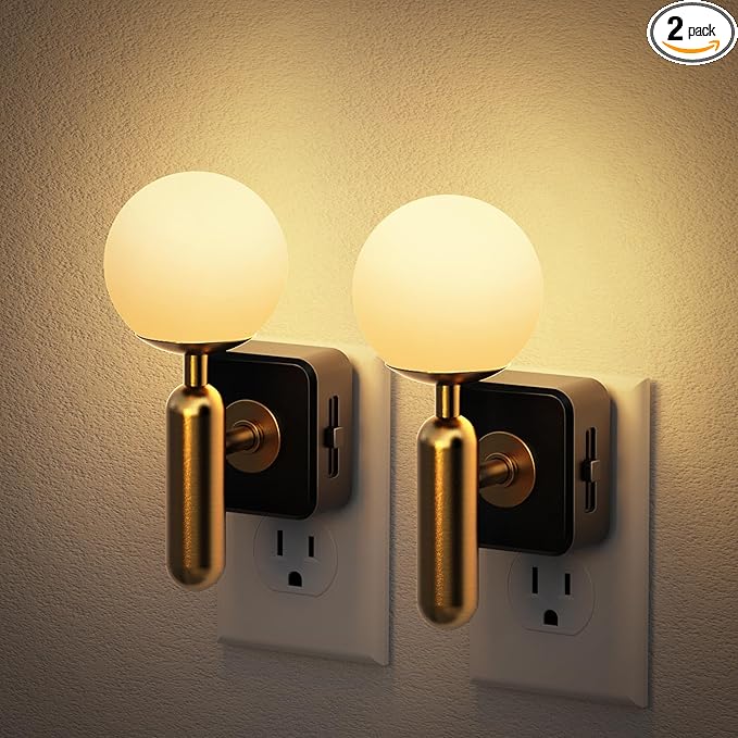 JandCase Night Light Plug in, Night Lights Plug into Wall, 3000K Soft Light LED NightLights, 0-100LM Dimmable Night Light, Built in Dusk to Dawn Sensor for Hallway Bedroom Stairway[2 Pack]