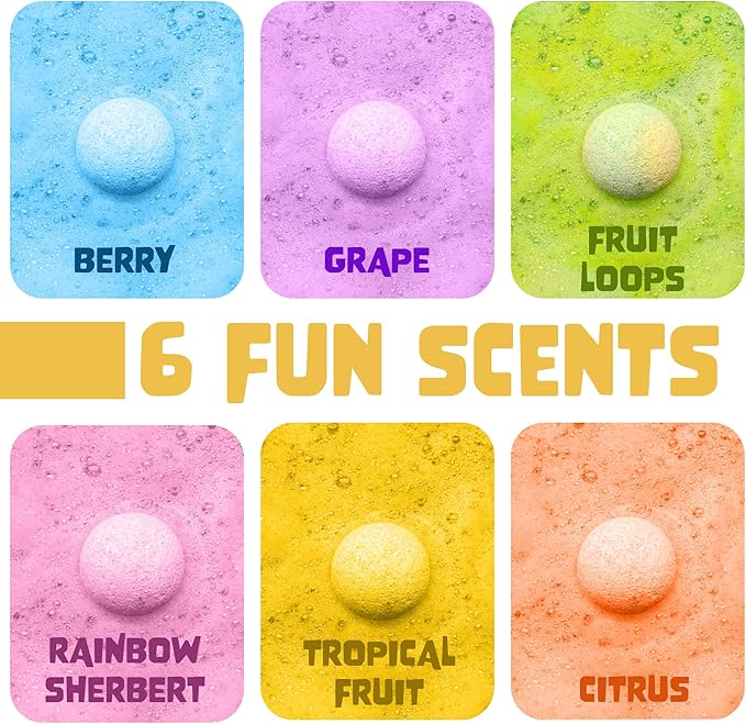 Valentines Bath Bombs for Kids with Surprise Heart Toys Inside (6 Pack) - Bubble Bath, USA Made, Kids Safe Ingredients, Fruity Scents, Gifts for Kids & Women by Two Sisters