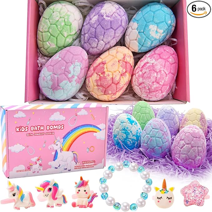 Bath Bombs for Kids with Toys Inside Bath Bombs for Girls with Surprise Inside Unicorn Bubble Bath Toys for Kids Ages 4-8 Gifts Girls Toys Age 4 5 6 7 8 Years Old Toddler Princess Birthday Gift