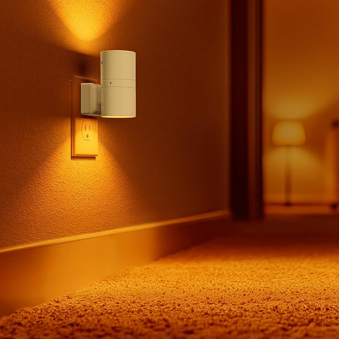 Briignite Night Lights Plug into Wall, Modern LED Night Light Plug in, Dusk to Dawn Sensor,Amber Night Light 0-100LM Adjustable Brightness, Dimmable NightLight for Hallway, Bedroom, Stairway, 2 Pack