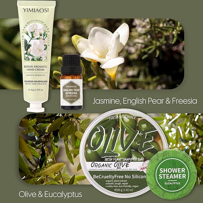 Sea Team 16-Pack Relaxing SPA Gift Set for Women, Shower Kit with Bath Bomb, Bath Salt, Handmade Soap, Cream, Essential oil, Gift Box Included, Olive