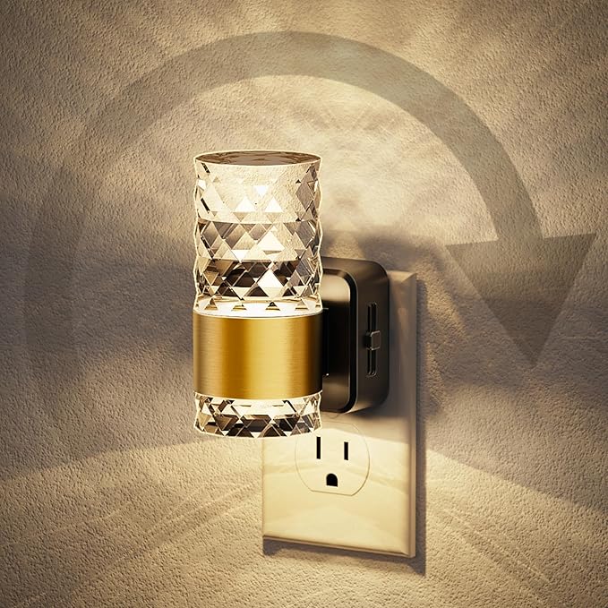 JandCase Night Light, Automatic Night Lights Plug into Wall, 3000K LED Nightlights with 0-100LM Adjustable Brightness, Night Light Plug in with Light Sensor for Bathroom Hallway Room Decor