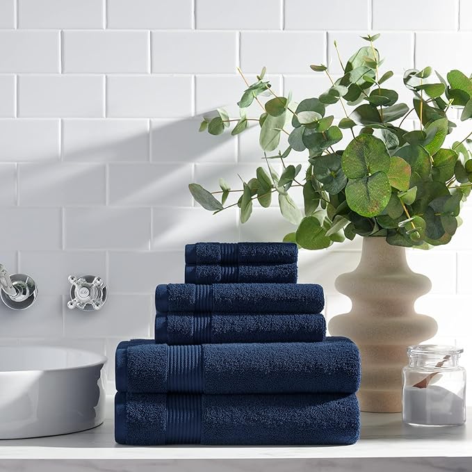 Arkwright Bath Towels Set of 4 - (Bulk Case of 24) Super Soft 100% Cotton, 600 GSM Quick Dry & Absorbent, Luxury Bathroom Essentials for Hotels, Spa, Hosts, and Vacation Rentals, Lapis Navy