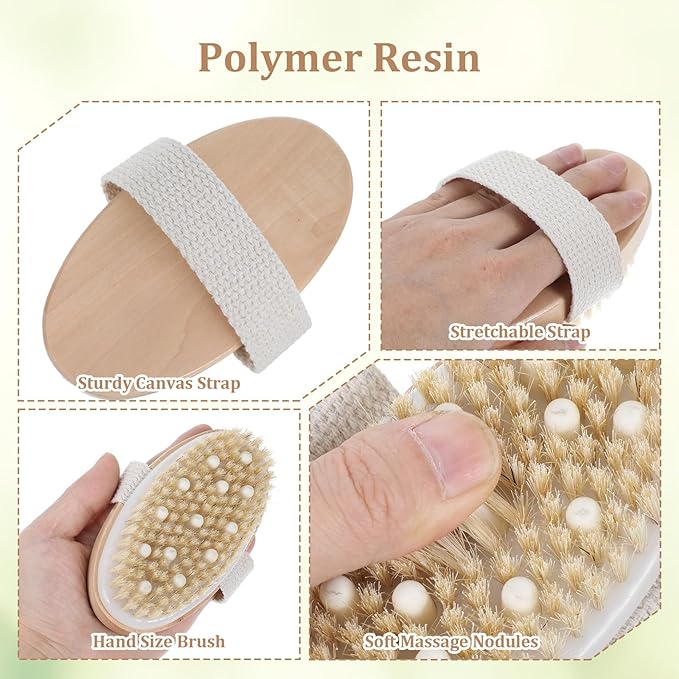 10 Pcs Dry Brushes for Body Dry Brushing Body Brush Exfoliating Brush with Massage Nodule Scrubber for Shower Bath Back Circulation Improvement Dead Skin Remove Beauty Exfoliator