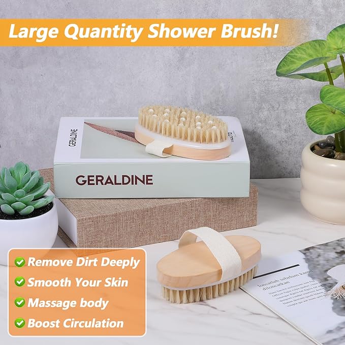 10 Pcs Dry Brushing Body Brush Exfoliating Brush with Massage Nodule Dry Skin Body Scrubber for Shower Bath Back Circulation Improvement Dead Skin Remove Beauty Exfoliator (4.92 x 2.56 Inches)
