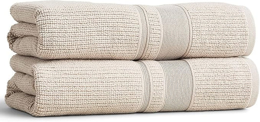 Preston Lane Douro Bath Towel Set – 2 Pack Luxury Cotton Towels, Ultra Soft & Absorbent, Quick-Dry Spa-Quality Bathroom Towels, Made in Portugal, Clay
