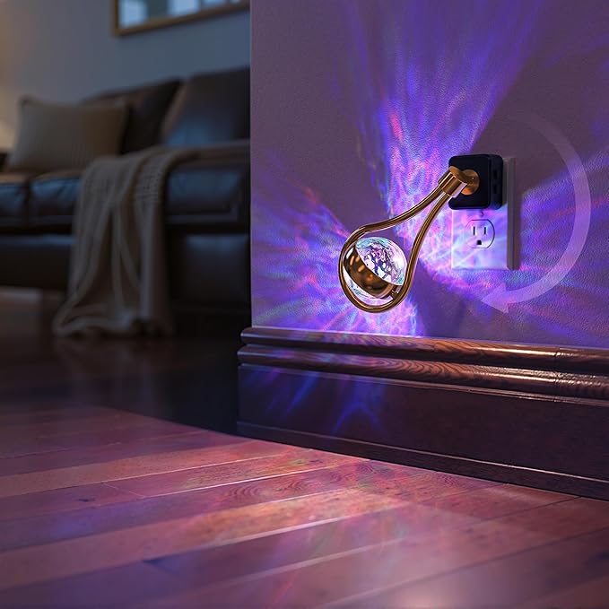 Briignite RGB Night Lights Plug into Wall, Color Changing Nightlight with Dusk to Dawn Sensor, 330° Rotating Night Light with Waterdrop Design, Ideal for Bedroom, Hallway, Living Room, Home Decor