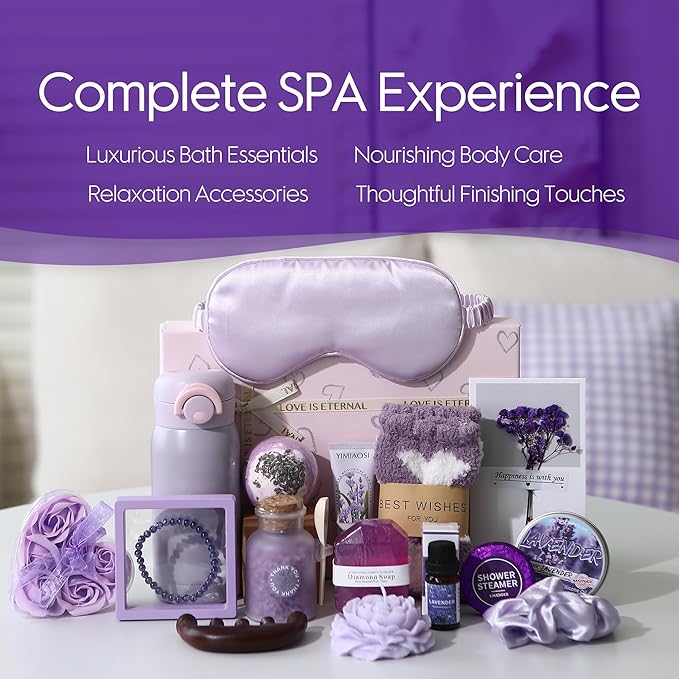 Sea Team 16-Pack Relaxing SPA Gift Set for Women, Shower Kit with Bath Bomb, Bath Salt, Handmade Soap, Cream, Essential oil, Gift Box Included, Lavender