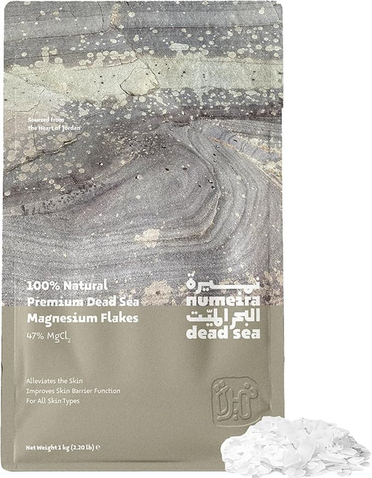 Dead Sea Magnesium Flake Bath Soak - 100% Pure Unscented Magnesium Chloride Flakes (2.2 lb Bulk) for Relax, Muscle Relief, and Recovery