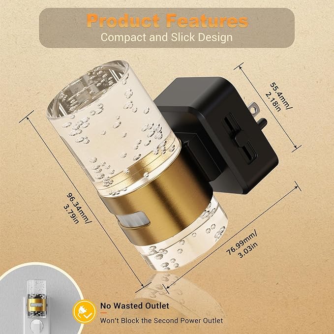 JandCase Motion Sensor Night Light, Night Lights Plug into Wall,2 Pack 3000K Soft White 0-100 LM Dimmable LED Night Light, Motion Activated Nightlight for Bathroom Hallway Decor